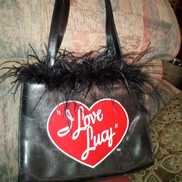 I Love Lucy Feather Purse Black - Picture 1 of 8